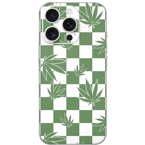 Marijuana Green Checkered iPhone 16 Pro Skin